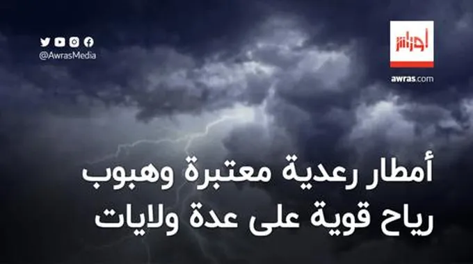 أمطار رعدية معتبرة وهبوب رياح قوية على عدة